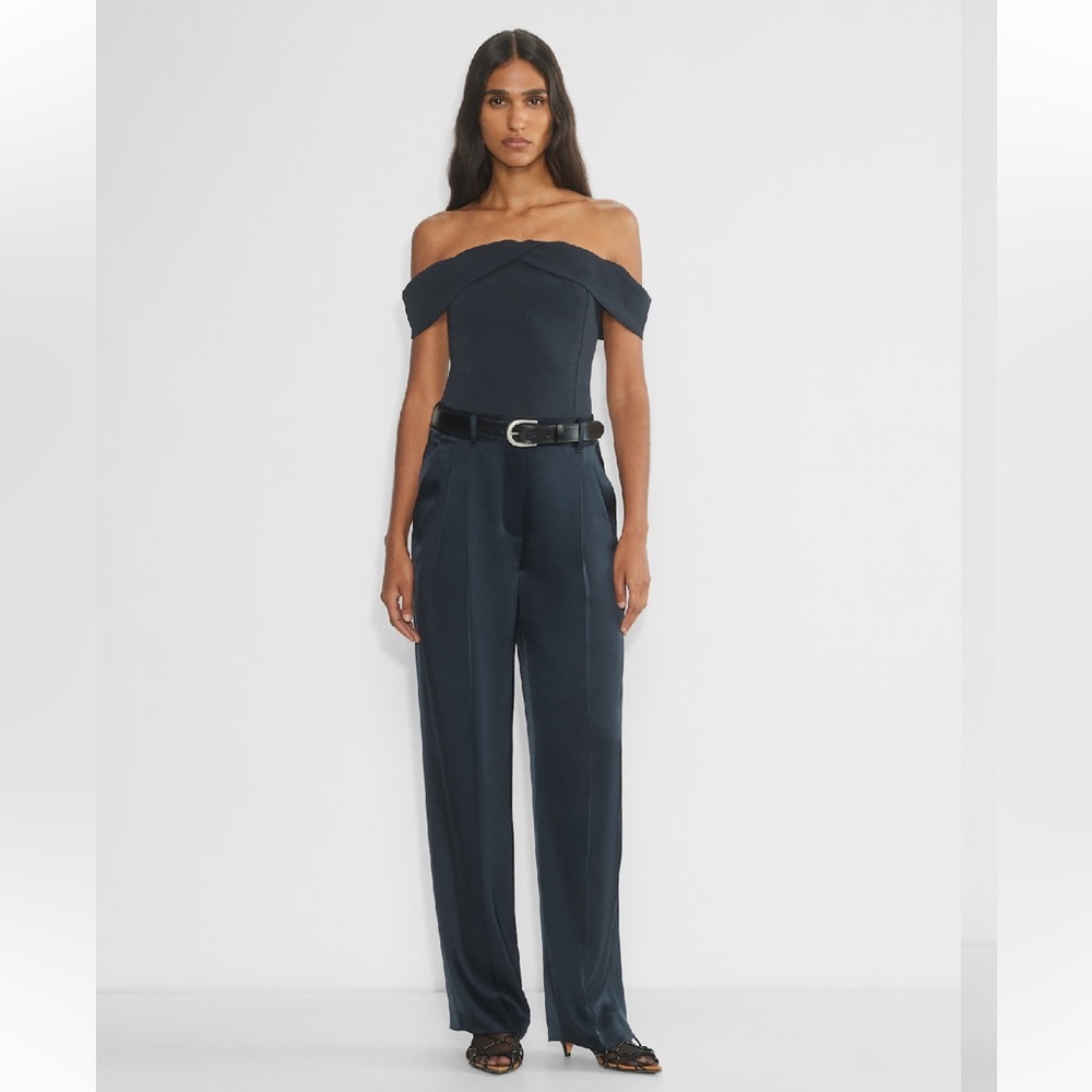 Aritzia Babaton Satin Effortless Pants - Navy, Size 0